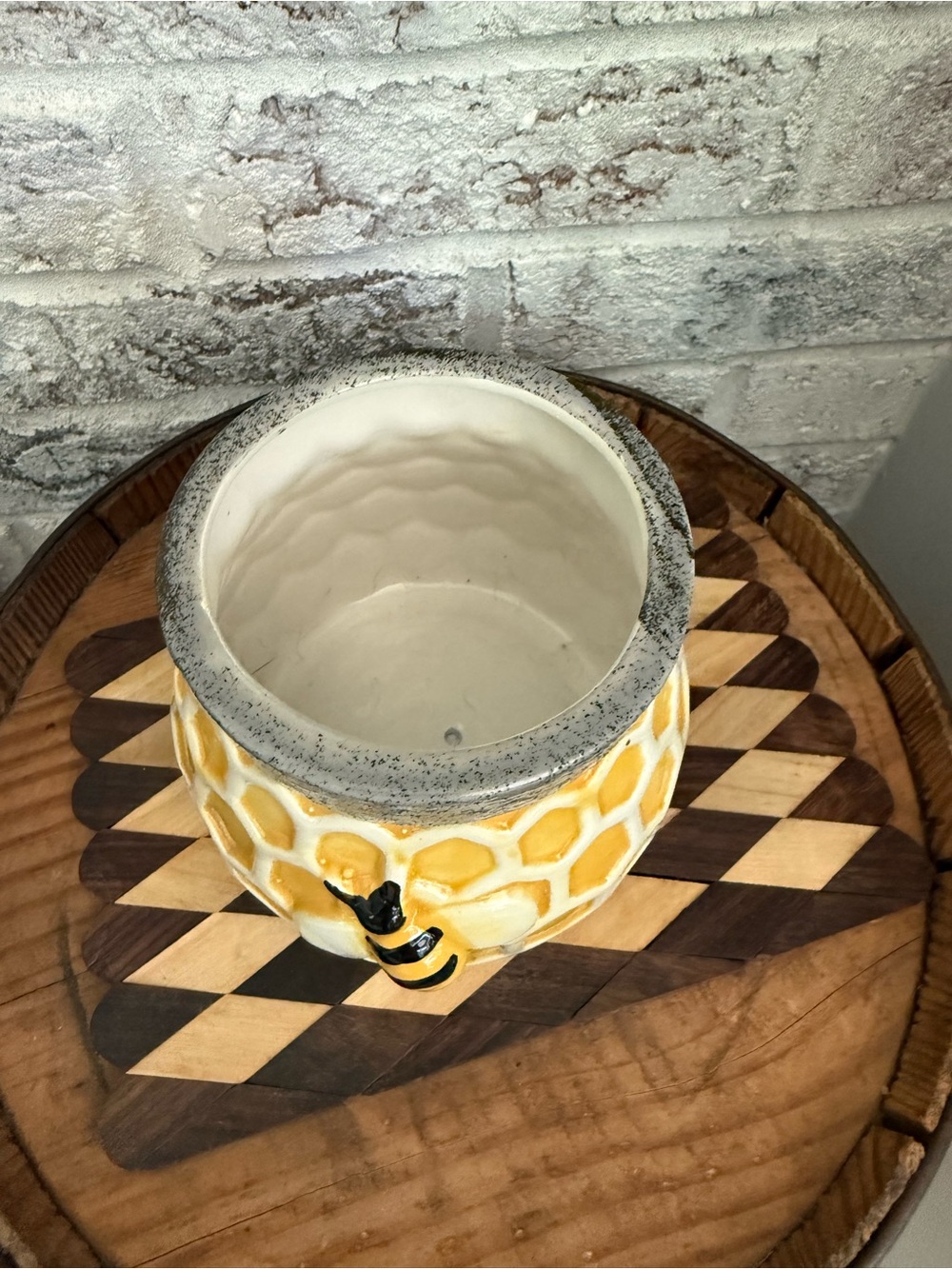 Bee Honeycomb Ceramic Planter - Yellow & Gray - Picture 4 of 4